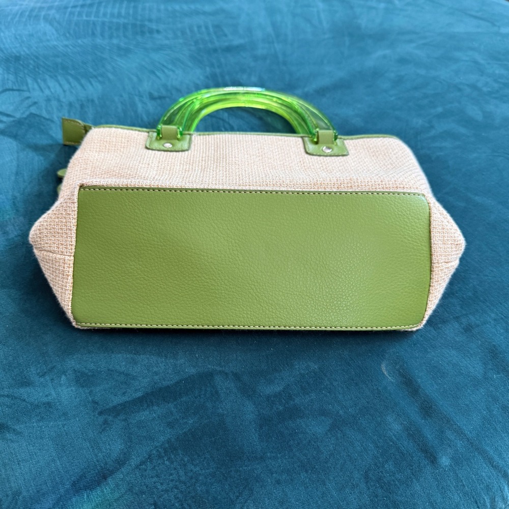 Relic‎ Handbag Straw Satchel Green Lucite Handles Floral Charm Y2K Vintage Style - Picture 14 of 14